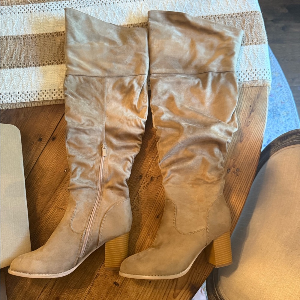 Journee Collection Tan Over the Knee Boots